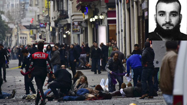 مسرح العملية في إسطنبول وصورة المنفذ (STRINGER / ETKIN NEWS AGENCY / AFP)