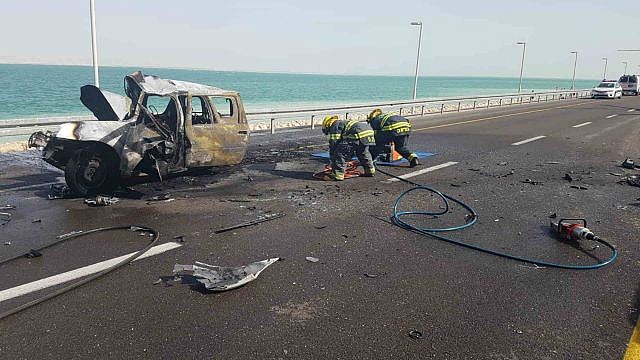 قوات الإنقاذ الإسرائيلية في مكان الحادثة المروعة